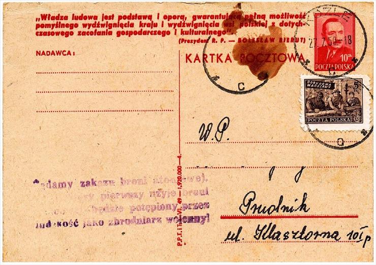 Kartki pocztowe i widokówki - 1950_Kartka pocztowa z haslem.jpg