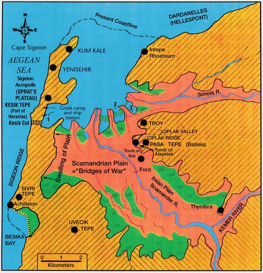 Epoka brązu - obrazy - mapa geologiczna okolic Troji. map.jpg