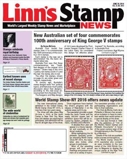 Poster - LINNS STAMP NEWS 2014.06.30 Vol.87 No. 4470 Worlds Largest Weekly Stamp News and Marketplace 2014, PDF.jpg