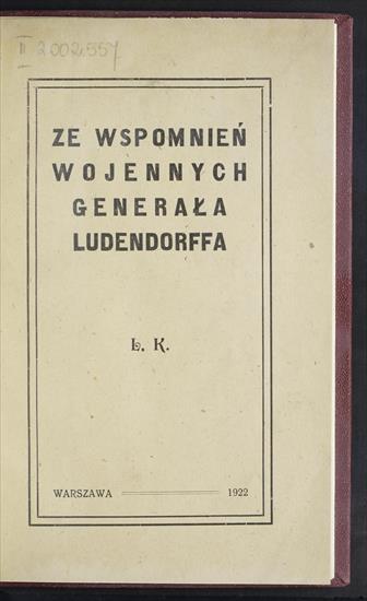 Ze wspomnień wojennych generała Ludendorffa - Ze wspomnień wojennych generała Ludendorffa.jpg